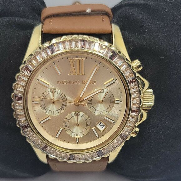 Michael Kors Everest MK5874 Women Brown Leather Analog Dial Quartz Watch DE117 - Picture 1 of 10